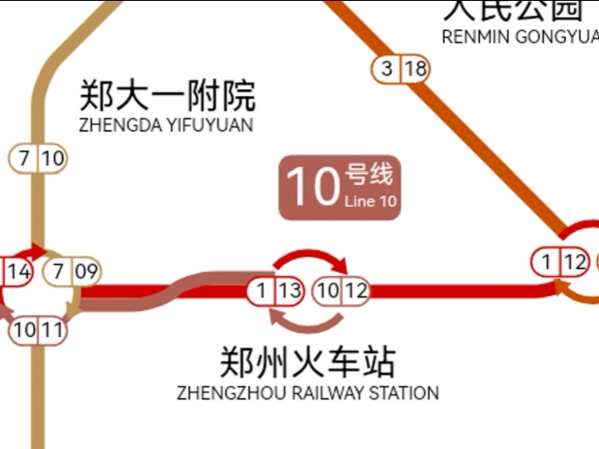 郑州1号线地铁站线路